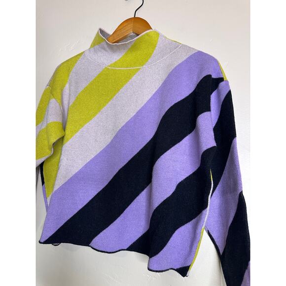 Anthropologie Maeve Carys Mock Neck Sweater Striped Size XS - Picture 4 of 8